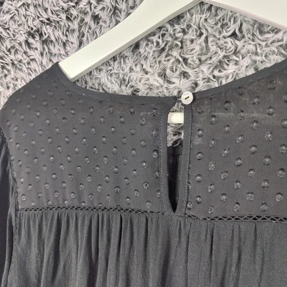 Meadow Rue Anthro Black Long Sleeve Witchy Coquette Goth Top Womens Medium Sheer - Picture 9 of 11